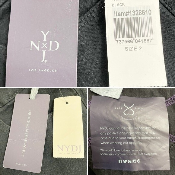 NWT NYDJ Barbara Tummy-Control Bootcut Jeans Black Denim Women's Size 2 NEW - Picture 11 of 13